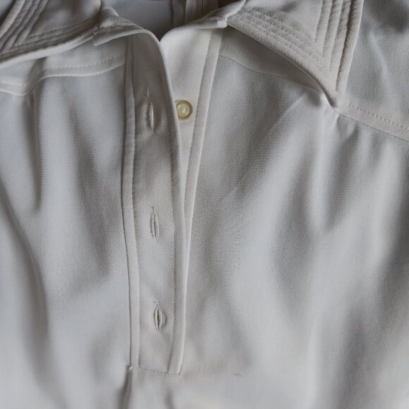Vintage White Shirtdress: 1960s 1970s Preppy Belted Dress Pockets - Picture 4 of 6